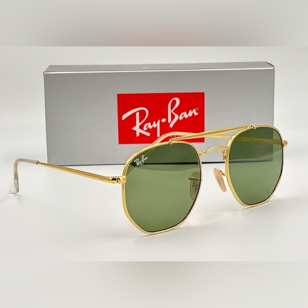 Ray-Ban Marshal Sunglasses Gold Hexagon Frame RB3648 001 54-21 Smoke Lens 343 - Picture 13 of 17
